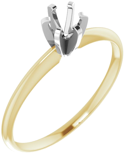Sužadėtuvių Žiedas „Solitaire“ 585 Baltojo Ir Geltonojo Aukso Round 4.1mm (1)