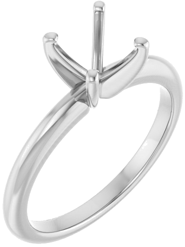 14K White  7 mm Round Solitaire Engagement Ring Mounting (1)