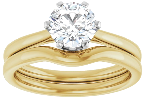 14K Yellow   White 6.5 mm Round Engagement Ring Mounting (8)