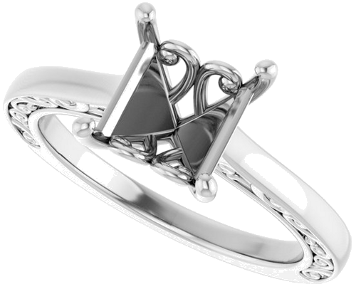 Sužadėtuvių Žiedas „Solitaire“ 14k white gold Square 6.5mm (5)
