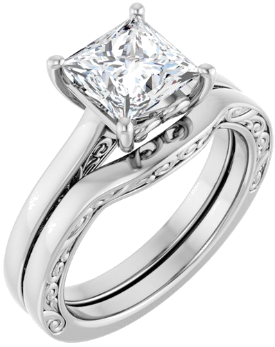 Sužadėtuvių Žiedas „Solitaire“ 14k white gold Square 6.5mm (6)