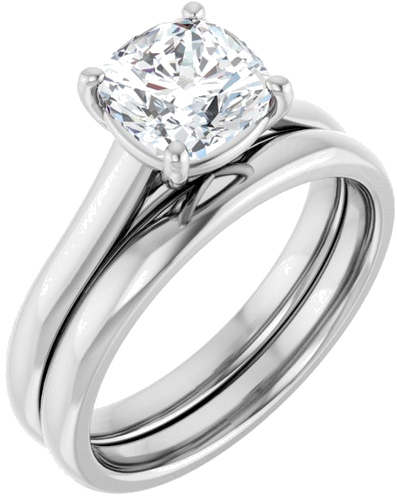 Sužadėtuvių Žiedas „Solitaire“ 585 Baltojo Aukso Cushion 7mm (6)