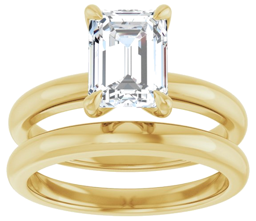 Sužadėtuvių Žiedas „Solitaire“ 585 Geltonojo Aukso Emerald 8mm x 6mm (8)