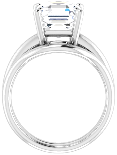 14K White 9 mm Asscher Engagement Ring Mounting (7)