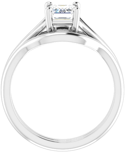 14K White 7x5 mm Emerald 4-Prong Cathedral Split Shank Engagement Ring Mounting (7)