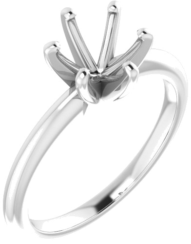 14K White  7 mm Round Solitaire Engagement Ring Mounting (1)