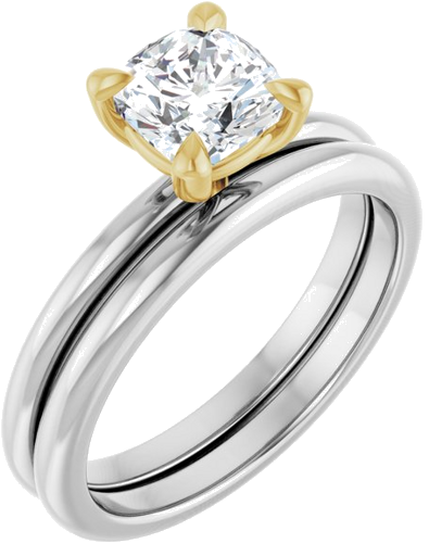 Sužadėtuvių Žiedas 585 Baltojo Ir Geltonojo Aukso Cushion 6mm (6)