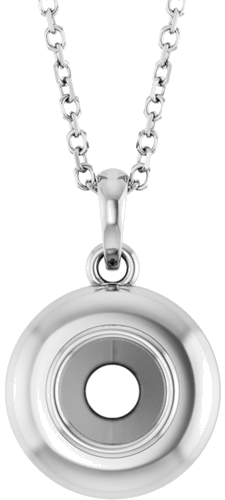 14K White 5 mm Round Bezel-Set Puffy 16-18  Necklace  Mounting (1)