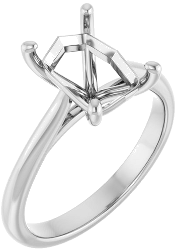 14K White 9x7 mm Emerald Solitaire Engagement Ring Mounting (1)