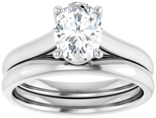 14K White 8x6 mm Oval Solitaire Engagement Ring Mounting (8)