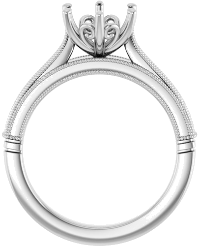 14K White  8 mm Round Solitaire Engagement Ring Mounting (2)