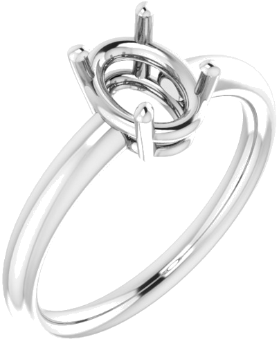 Sužadėtuvių Žiedas „Solitaire“ 585 Baltojo Aukso Oval 8mm x 6mm (1)