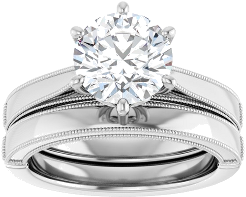 14K White  8 mm Round Solitaire Engagement Ring Mounting (8)