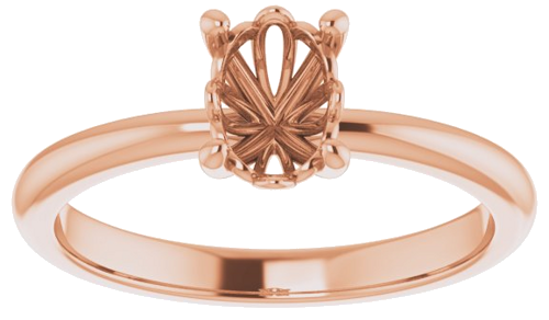 14K Rose 7x5 mm Oval Solitaire Engagement Ring Mounting (3)