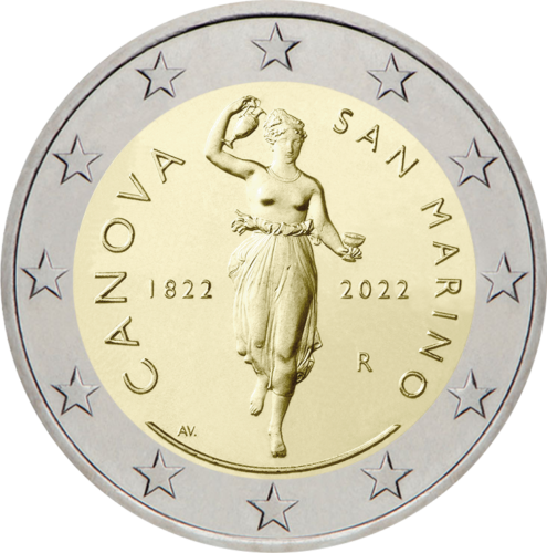 2022 San Marino Antonio Canova €2 BU coin on card (2)