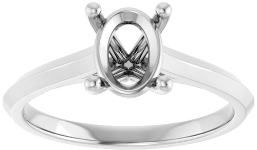 14K White 8x6 mm Oval Solitaire Engagement Ring Mounting (3)