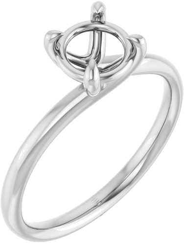 14K White 6.5 mm Round Engagement Ring Mounting (1)