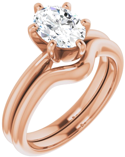 18K Rose  8x6 mm Oval Solitaire Engagement Ring Mounting (6)