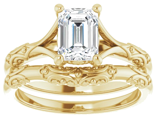 14K Yellow 7x5 mm Emerald Solitaire Engagement Ring Mounting (8)