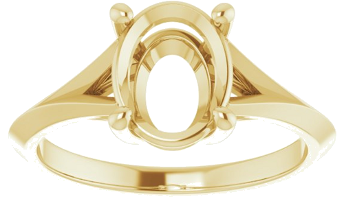 14K Yellow 9x7 mm Oval Solitaire Engagement Ring Mounting (3)