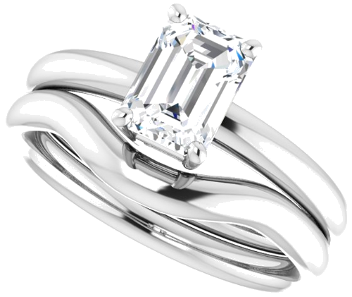 Sužadėtuvių Žiedas „Solitaire“ 585 Baltojo Aukso Emerald 7mm x 5mm (6)