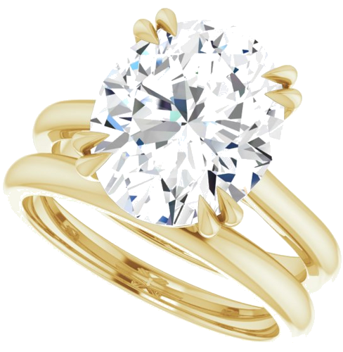 14K Yellow 12x10 mm Oval Solitaire Engagement Ring Mounting (10)