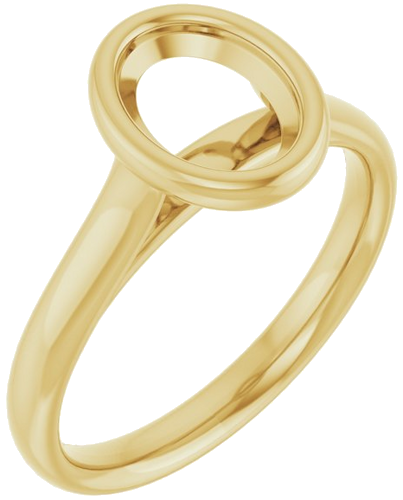 Sužadėtuvių Žiedas „Bezel-Set Solitaire“ 750 Geltonojo Aukso Oval 8mm x 6mm (1)