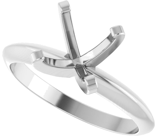 14K White 6.5 x 6.5 mm Cushion Solitaire Engagement Ring Mounting (5)