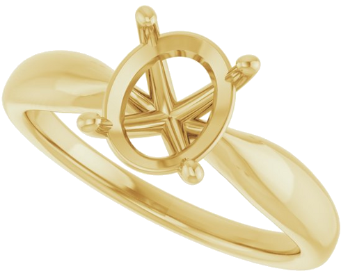 Sužadėtuvių Žiedas „Solitaire“ 585 Geltonojo Aukso Oval 9mm x 7mm (5)