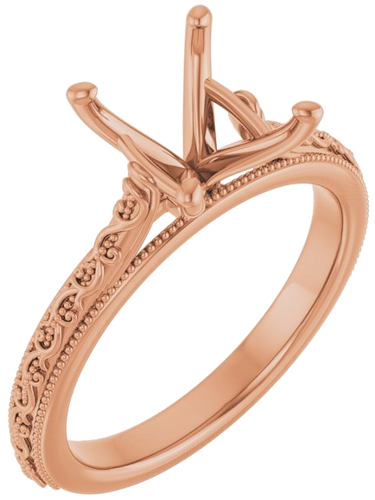 14K Rose  10x8 mm Oval Solitaire Engagement Ring Mounting (1)