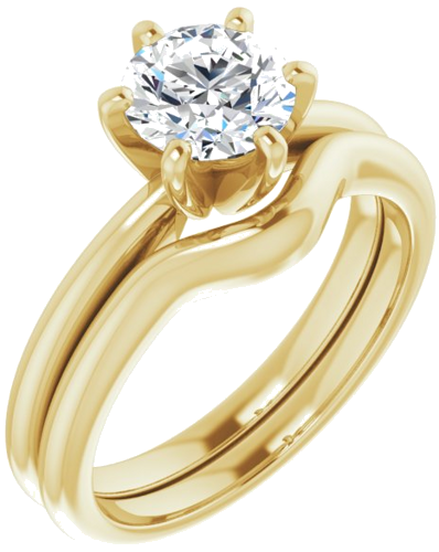 14K Yellow  6.5 mm Round Solitaire Engagement Ring Mounting (6)