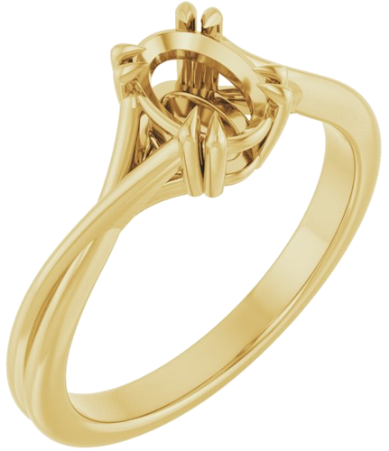 14K Yellow 7x5 mm Oval Solitaire Engagement Ring Mounting (1)