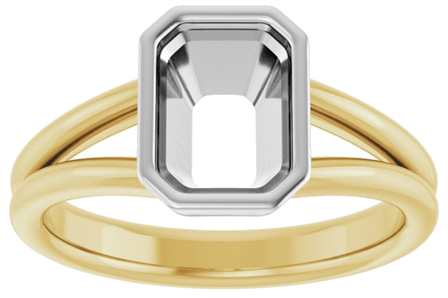 Sužadėtuvių Žiedas „Bezel-Set Solitaire“ 585 Baltojo Ir Geltonojo Aukso Emerald 8mm x 6mm (3)
