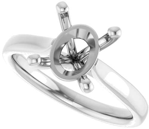 Sužadėtuvių Žiedas „Solitaire“ 950 Platinos Oval 10mm x 8mm (5)