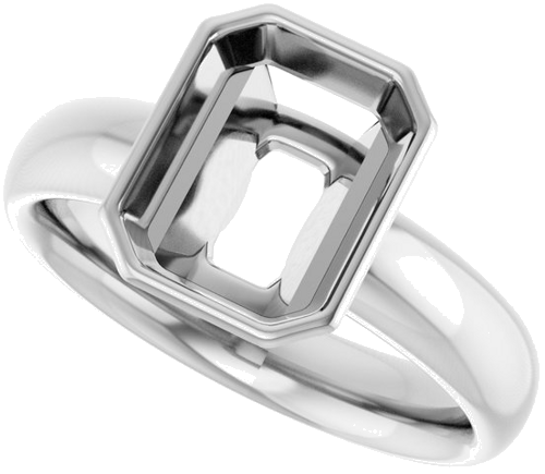 14K White 9x7 mm Emerald Engagement Ring Mounting (5)