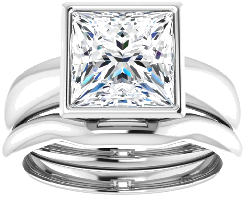 Sužadėtuvių Žiedas „Bezel-Set Solitaire“ 585 Baltojo Aukso Square 8mm (8)