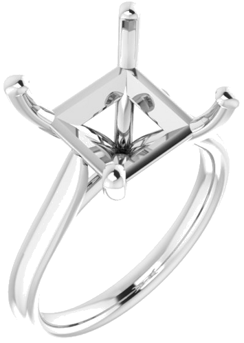 14K White 10 mm Square Engagement Ring Mounting (1)