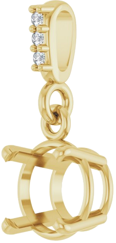 14K Yellow 6.5 mm Round .01 Natural Diamond Semi-Set Pendant (2)