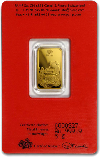5 g Investment Gold Bar 2019 Year of the Pig PAMP (2)