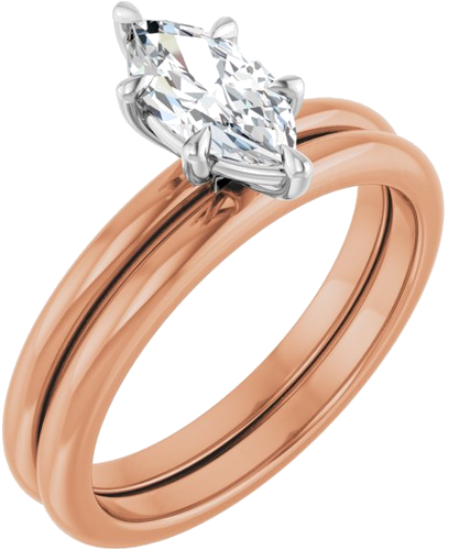 Sužadėtuvių Žiedas 585 Baltojo Ir Rožinis Aukso Marquise 9mm x 4.5mm (6)