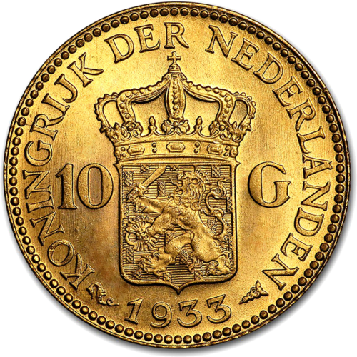 10 gulden Kingdom of Netherlands Wilhelmina (1925-1933) gold coin (2)