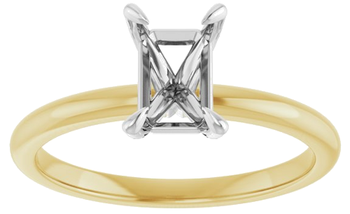 Sužadėtuvių Žiedas „Solitaire“ 585 Baltojo Ir Geltonojo Aukso Emerald 7mm x 5mm (3)