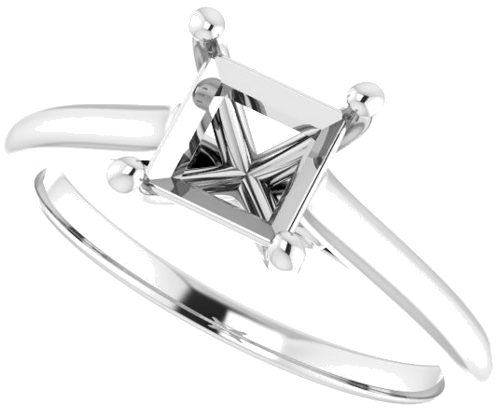 Continuum Sterling Silver  5.5 mm Square Solitaire Engagement Ring Mounting (5)