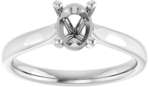14K White 7x5 mm Oval Engagement Ring Mounting (3)