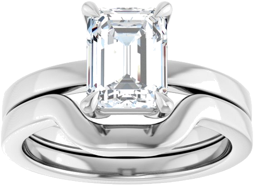 18K White 8x6 mm Emerald Solitaire Engagement Ring Mounting (8)