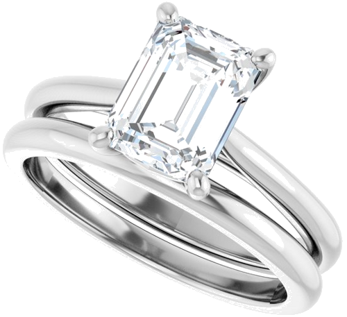 14K White 8x6 mm Emerald Solitaire Engagement Ring Mounting (10)