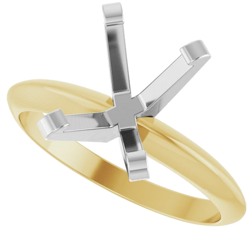 14K Yellow White 8.5x6.5 mm Emerald Solitaire Engagement Ring Mounting (5)