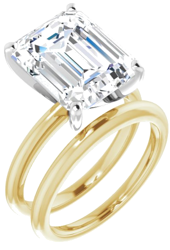 14K Yellow   White  12x10 mm Emerald Solitaire Engagement Ring Mounting (6)