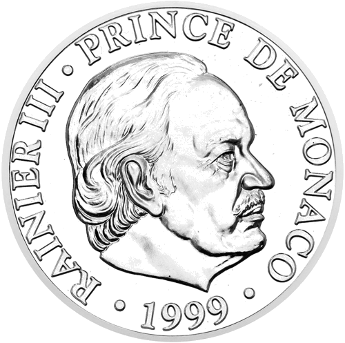 100 франков юбилей правления Ренье III (1949 - 1999) серебряная монета Монако (1)