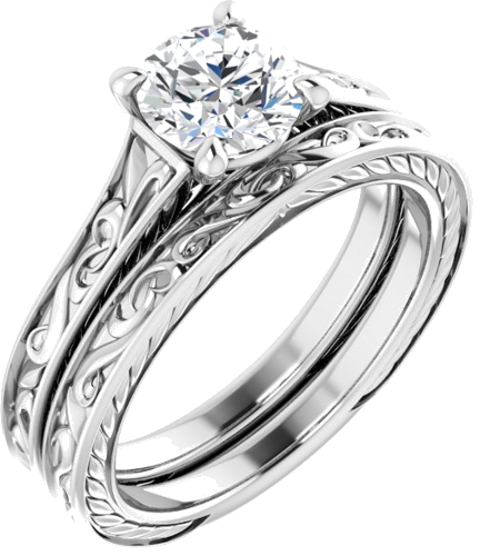 14K White 6.5 mm Round Engagement Ring Mounting (6)